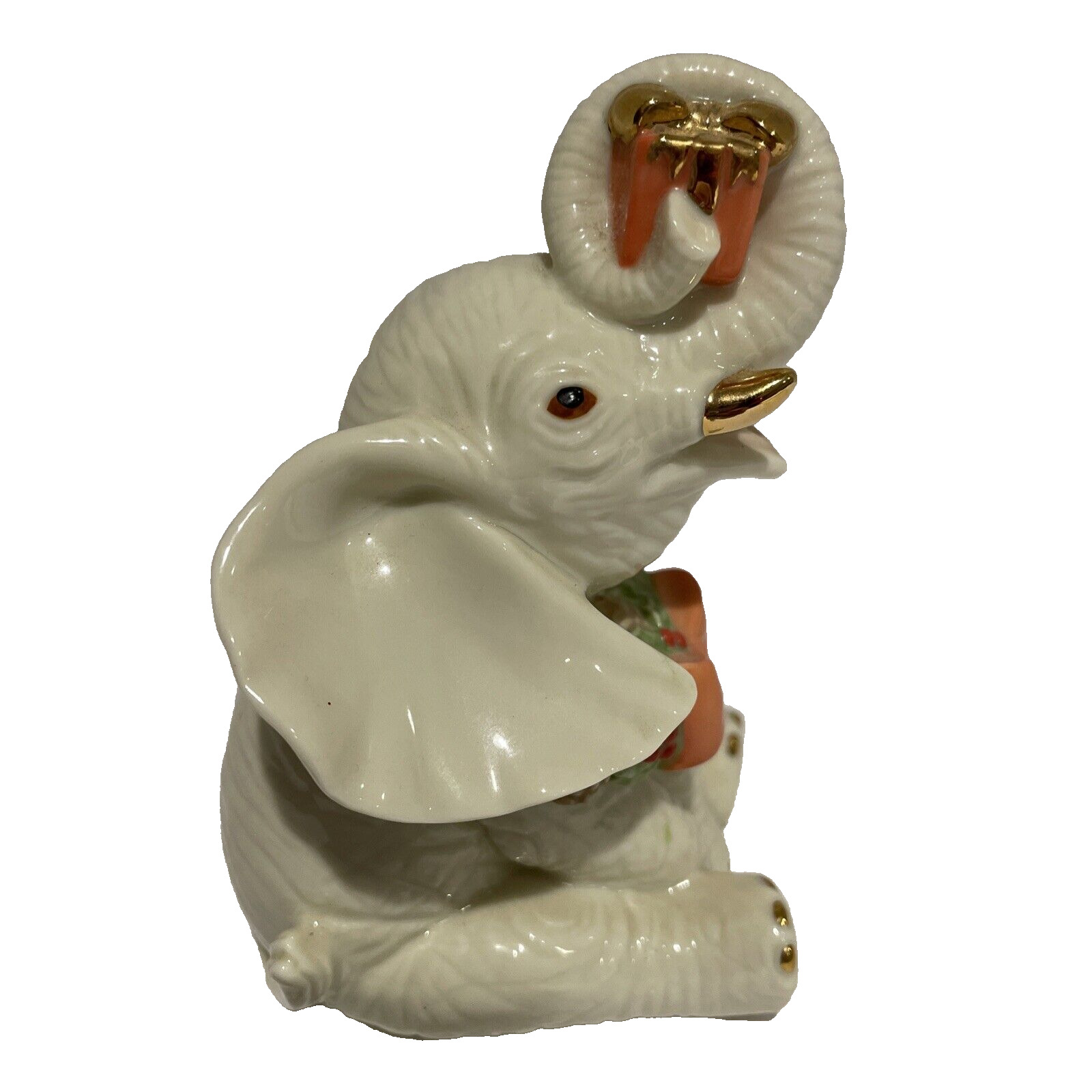 Lenox Yuletide Christmas Elephant Figurine Wreath & Gift American By Design