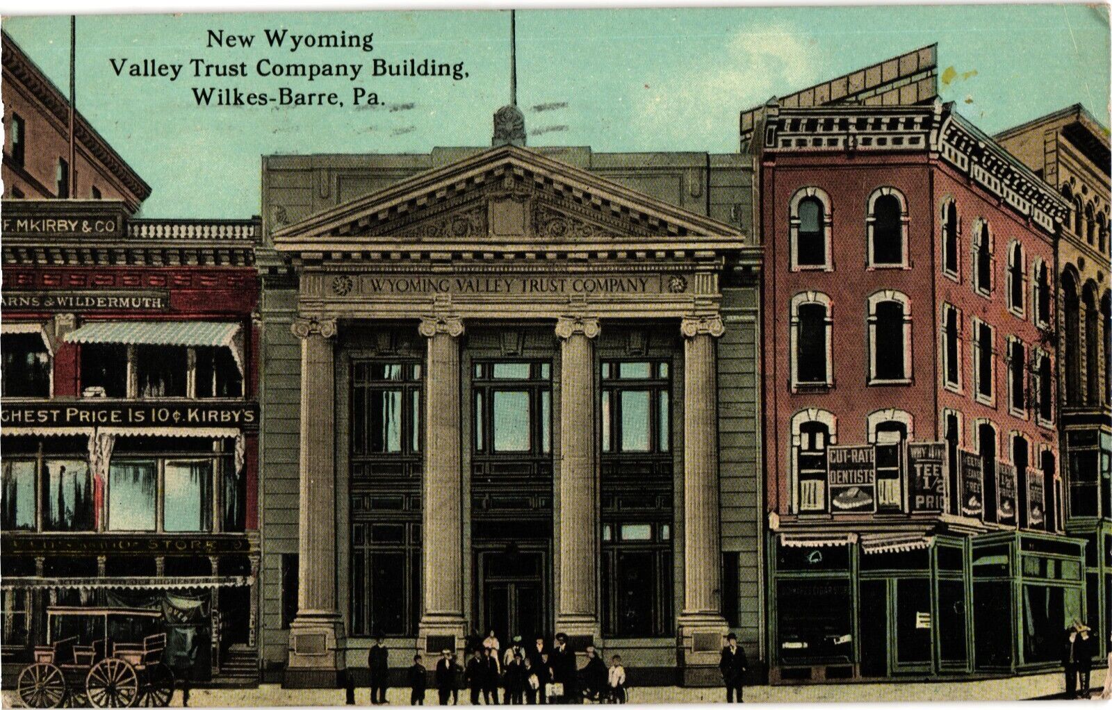 New Wyoming Valley Trust Company Building Wilkes-Barre PA Divided Postcard c1914