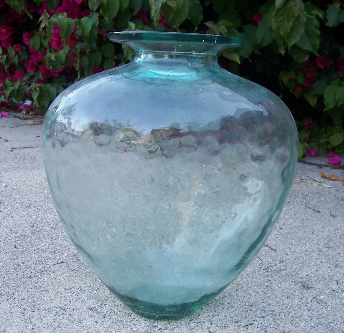 Large Blown Clear Glass Vase Dimpled Heart Shaped 14\