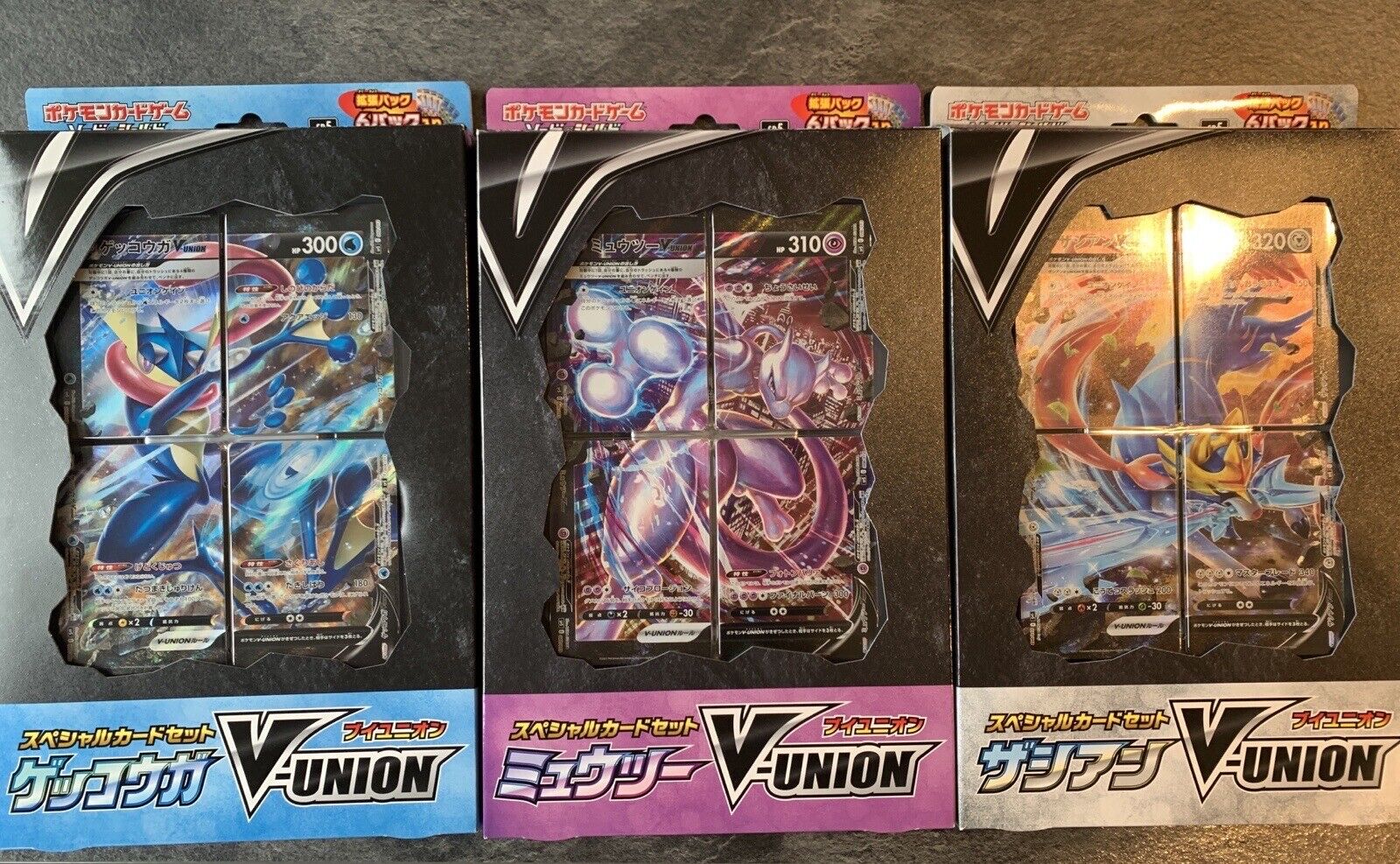 Pokemon Cards Japanese V-Union Box x3 (Mewtwo, Zacian and Greninja) New Sealed