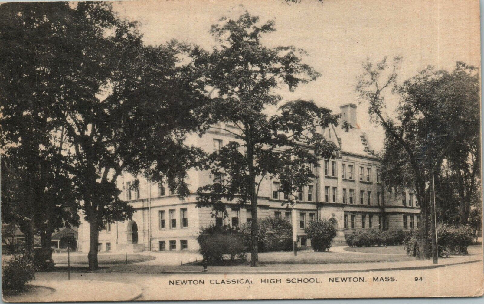 Newton Massachusetts Newton Classical High School Postcard