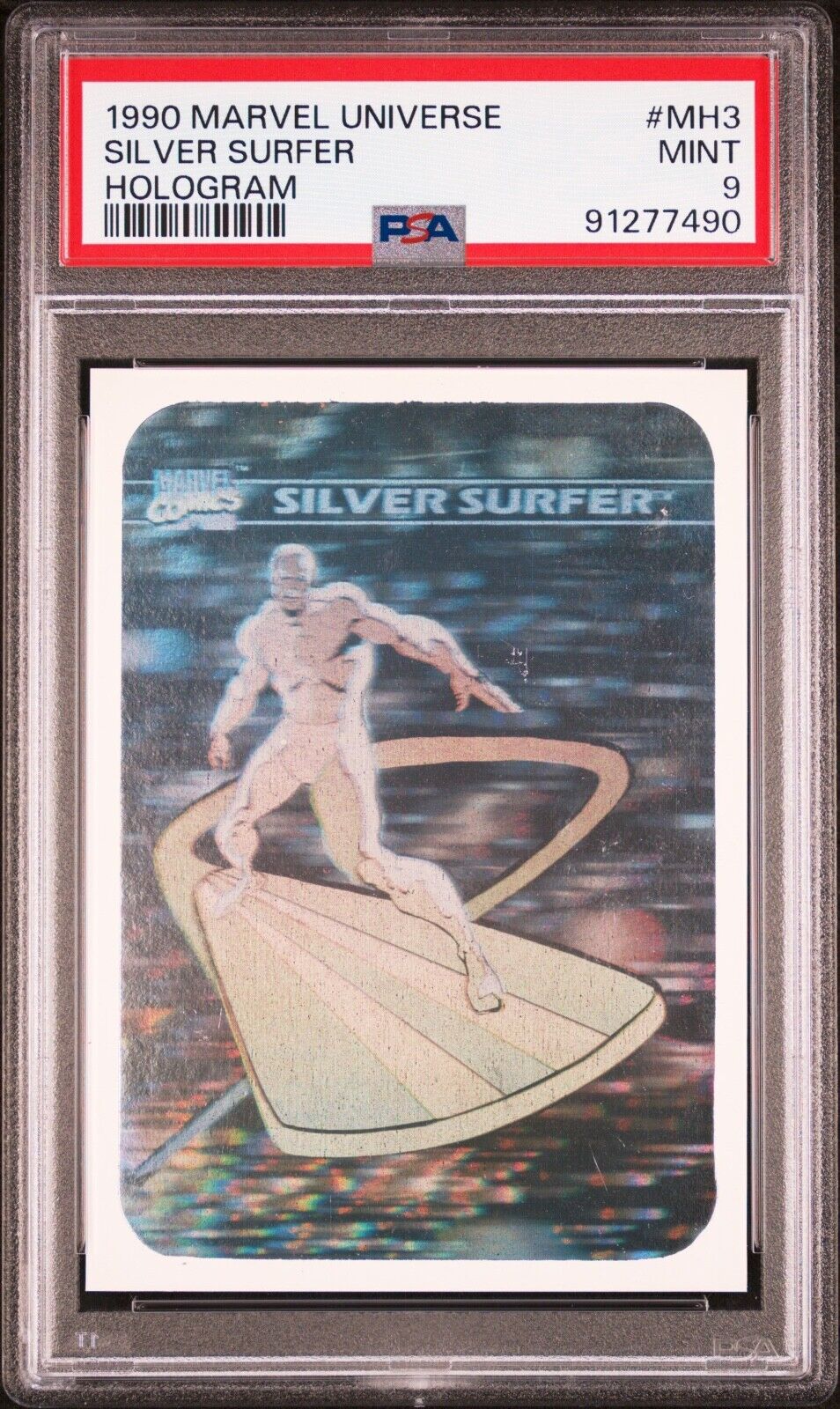 1990 Impel Marvel Universe Hologram MH3 Silver Surfer PSA MINT 9 - Newly Graded