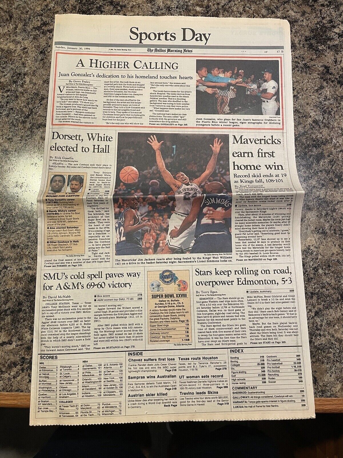 1994 Dallas Cowboys Football Newspaper. Dorsett, Randy White Hall Of Fame