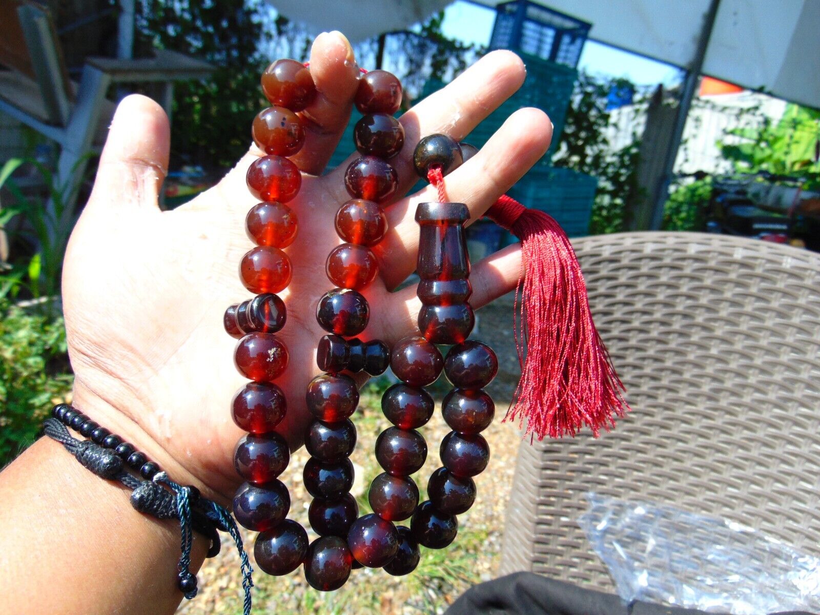 87 gr Tasbih Mesbah rosary 35 beads 16 mm Indonesia dark Cherry red Amber AR3
