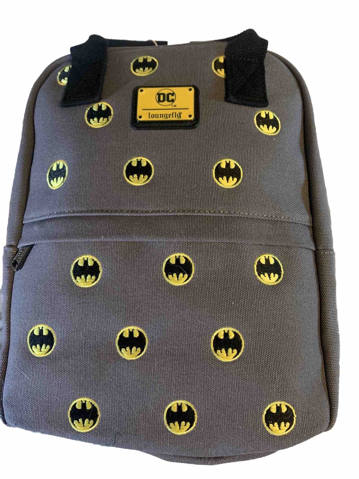 Loungefly DC Comics Batman 80th Anniversary Gray Canvas Embroider Backpack