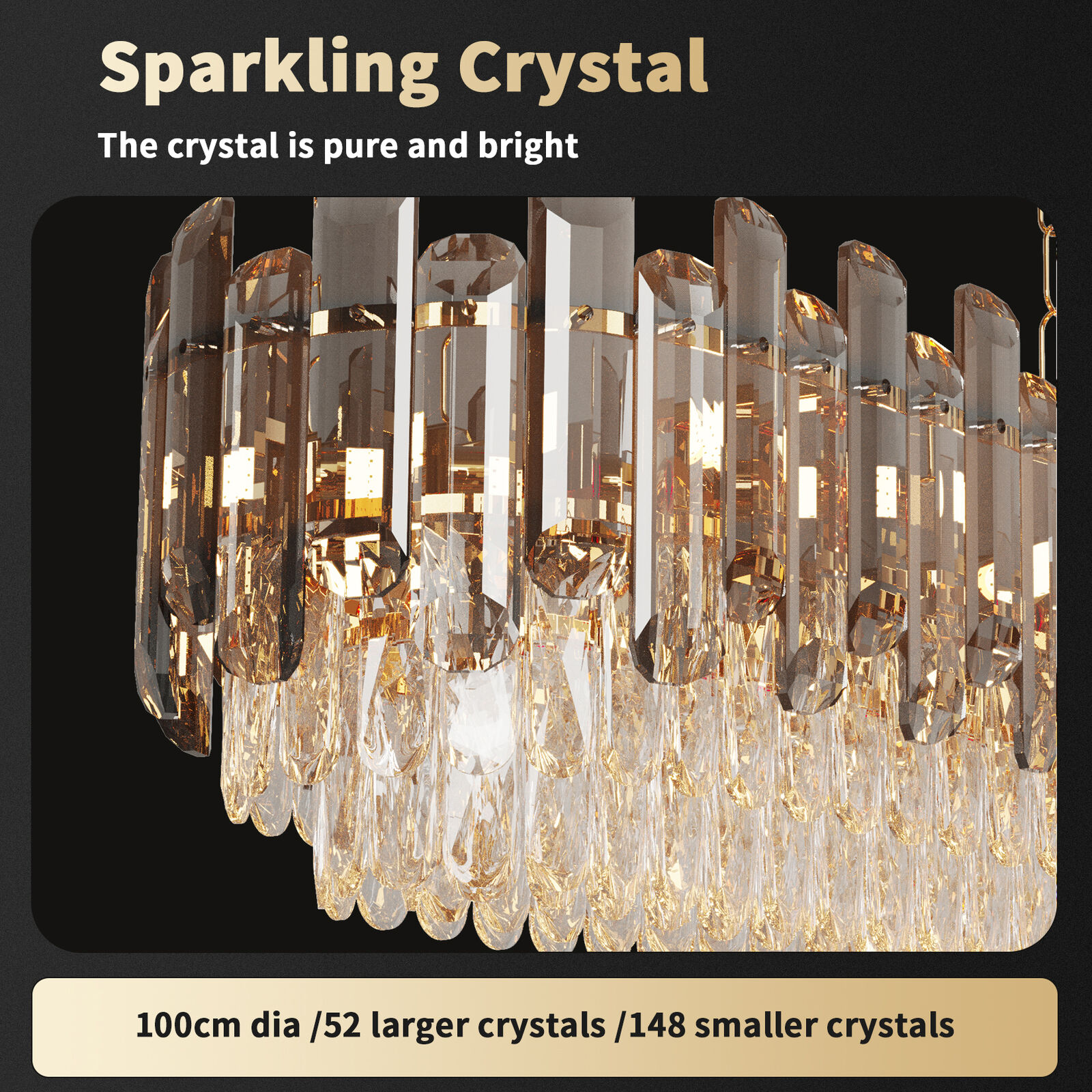 Super Luxurious LED Crystal Chandelier Dimmable Pendant Light Ceiling Lamp Home