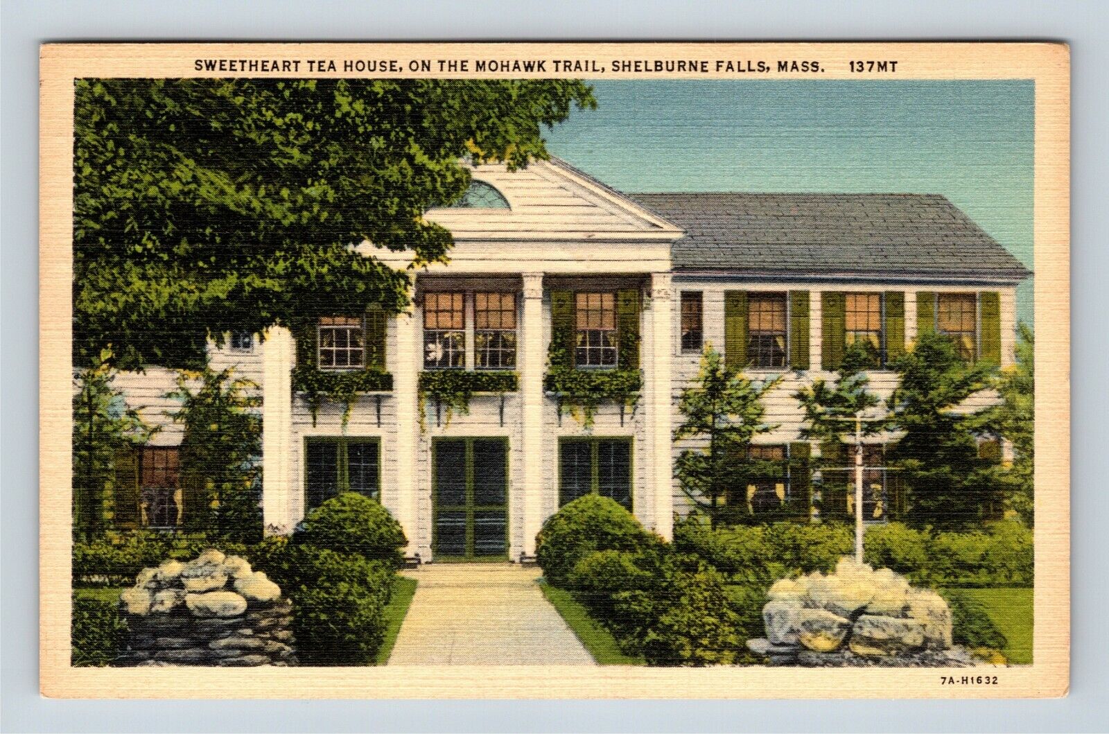 Shelburne Falls MA, Sweetheart Tea House, Massachusetts c1940 Vintage Postcard