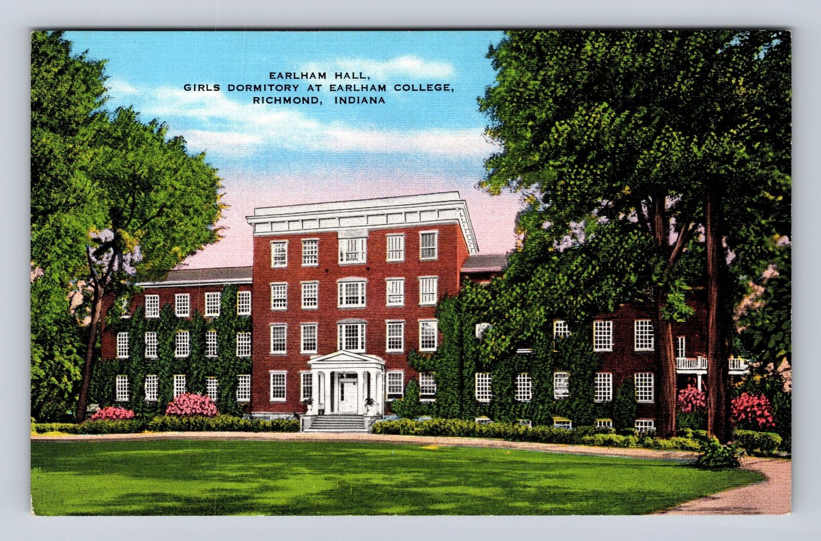 Richmond IN-Indiana, Earlham College Dormitory, Antique, Vintage Postcard