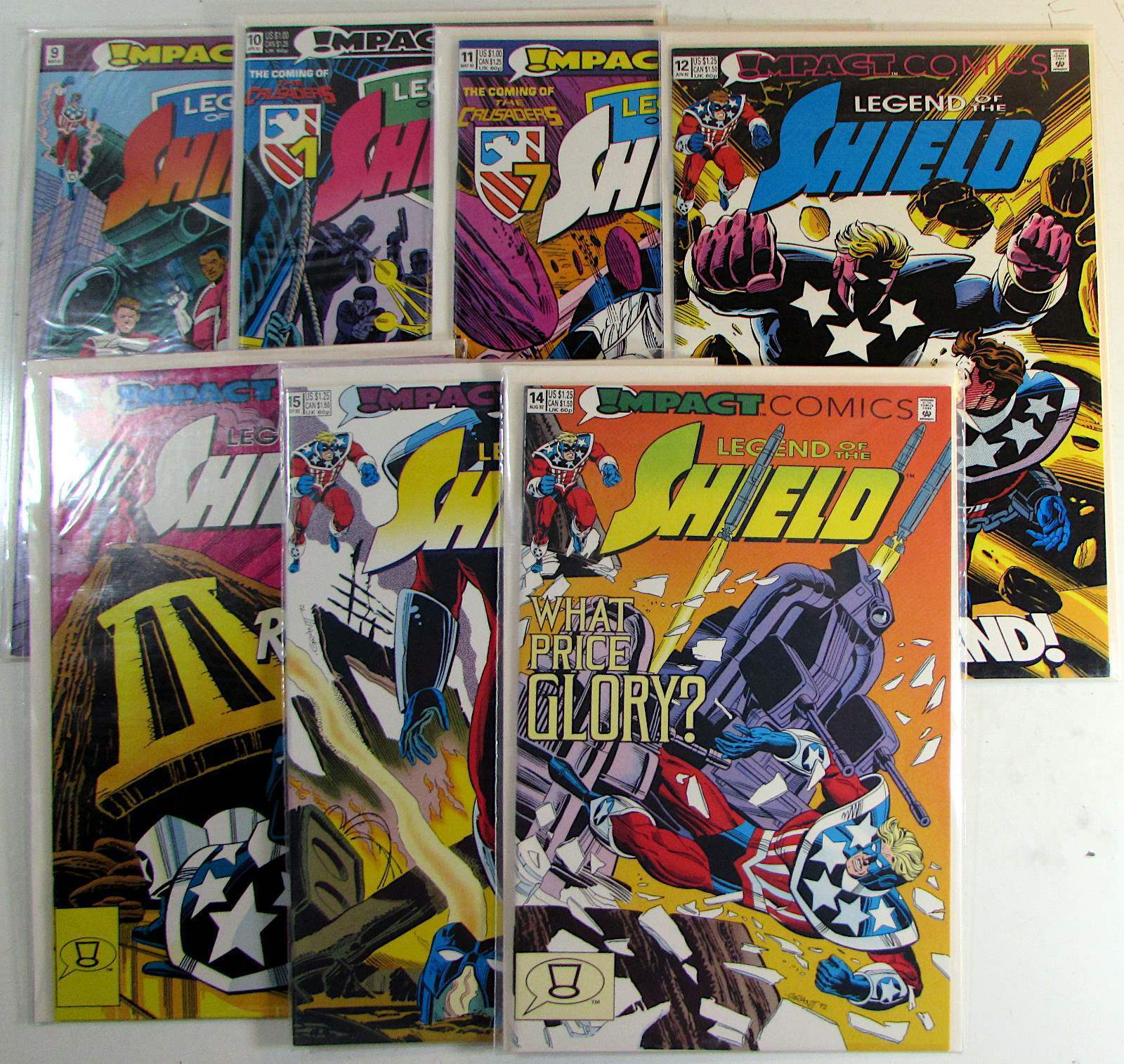 Legend of the Shield Lot of 7 #9,10,11,12,13,14,15 Impact (1992) Comics