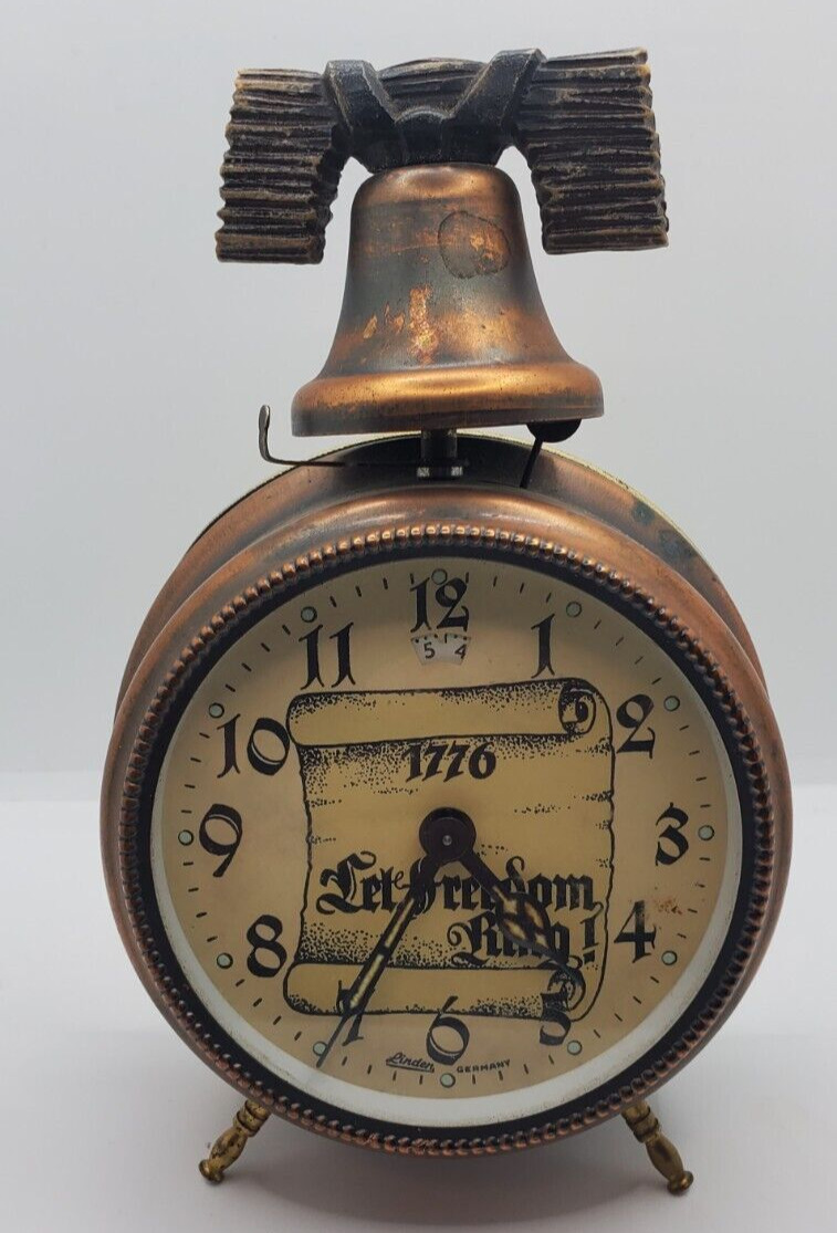 Linden Vintage Alarm Clock Liberty Bell 1776 Let Freedom Ring Germany