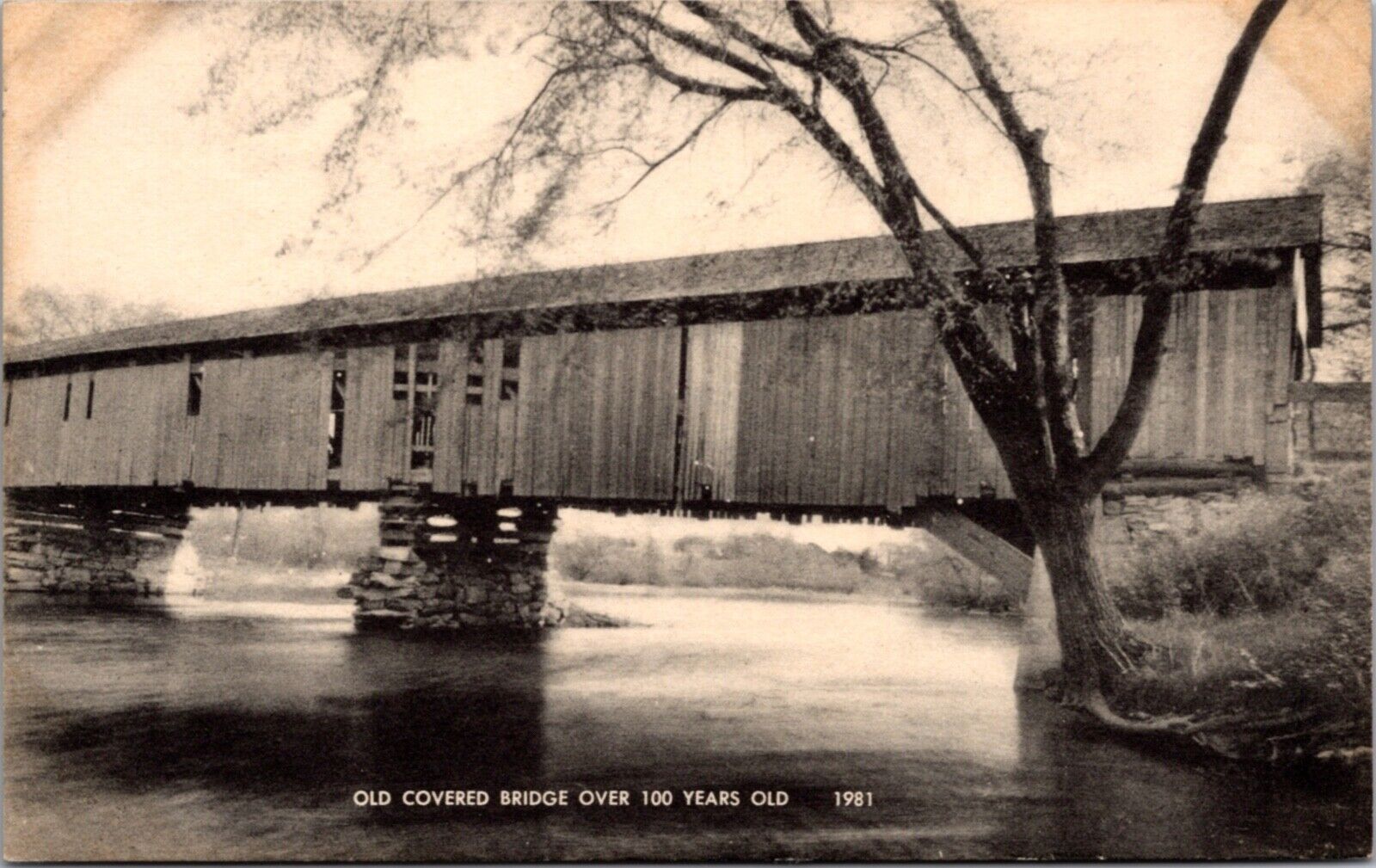 Postcard Old Covered Bridge Over 100 Years Old 1981