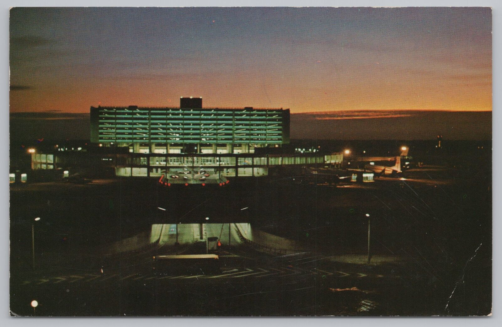 Transportation~Air View Toronto Canada Intl Airport At Night~Vintage Postcard