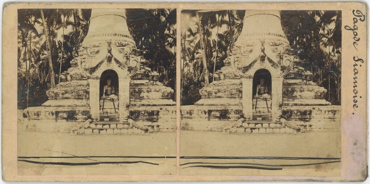 Stereo circa 1865. Siamese Pagoda. Siam. Thailand. Asia. Asia.