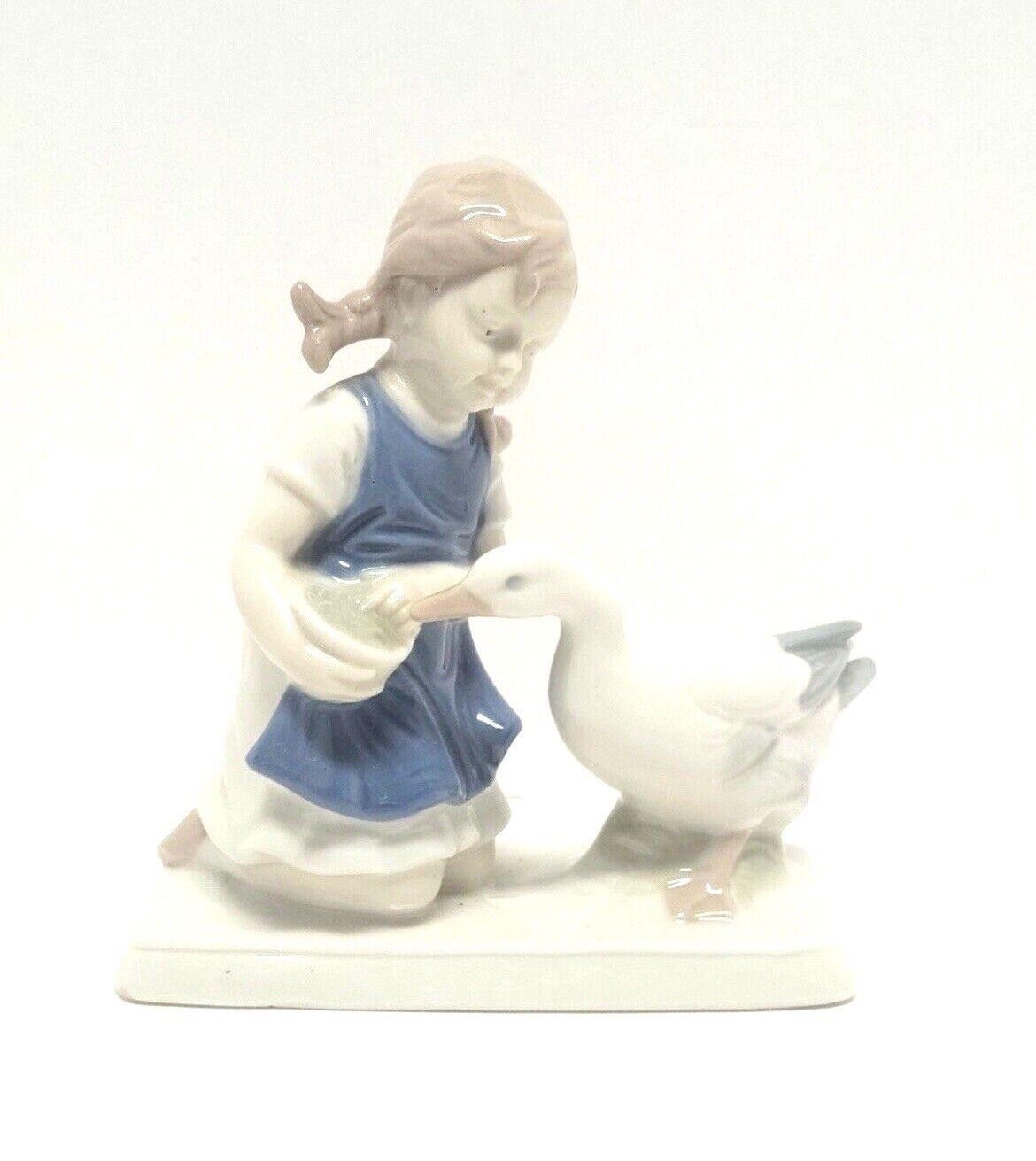 Antique 1859 Gräfenthal Girl Figurine Feeding Goose/Porcelain/Marked On Bottom