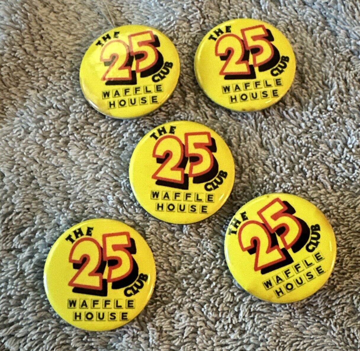 Lot Of 5 Waffle House Buttons - Hard To Find