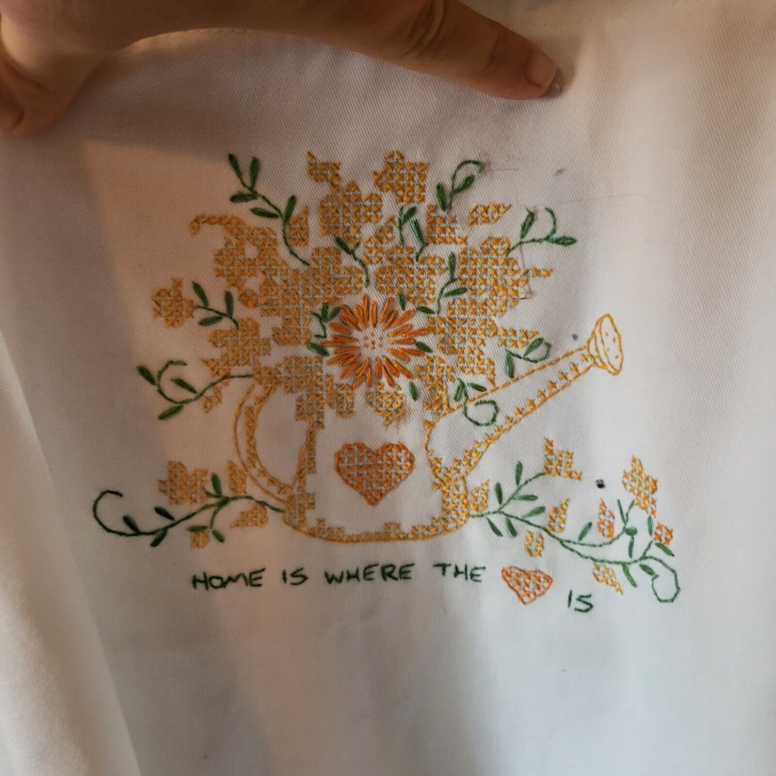 Vintage White Hand Embroidered \