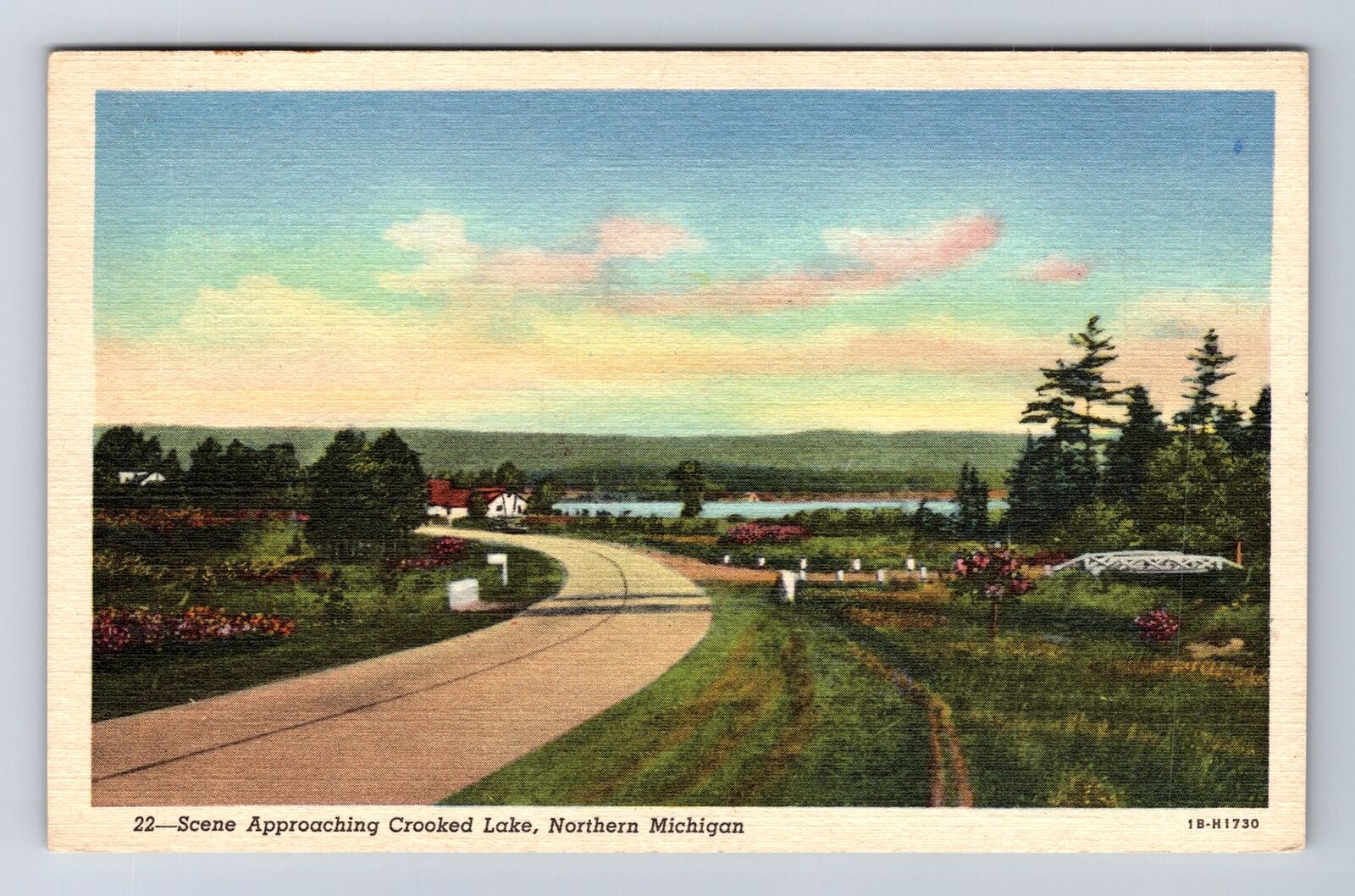 Northern MI-Michigan, Scene Approaching Crooked Lake, Vintage Postcard