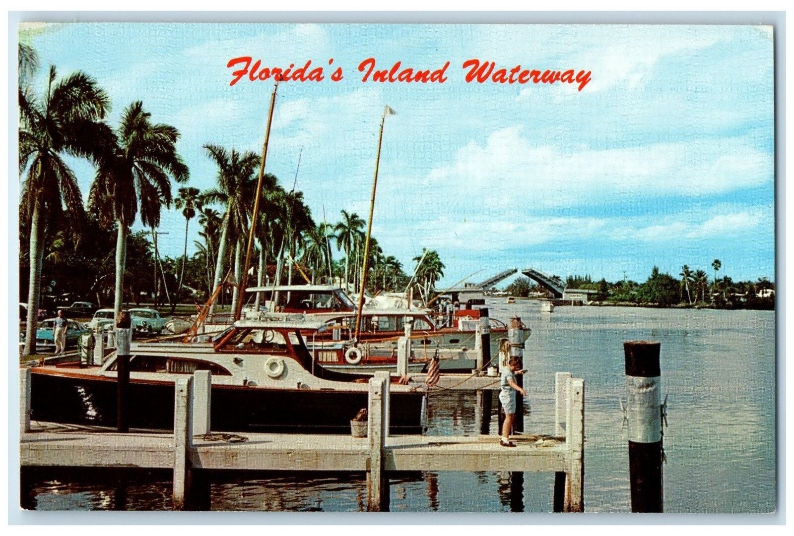 c1960\'s Florida\'s Inland Waterway Yacht Basin Delray Beach Florida FL Postcard