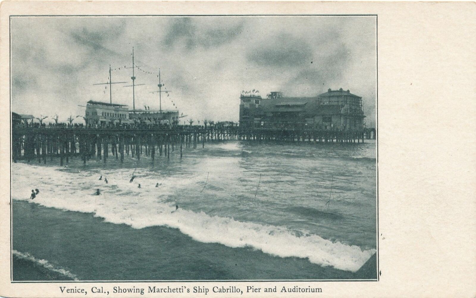 VENICE CA - Marchetti's Ship Cabrillo, Pier and Auditorium - udb (pre 1908)