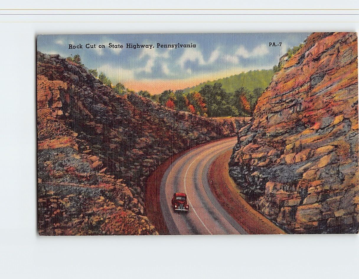 Postcard Rock Cut on State Highway Pennsylvania USA