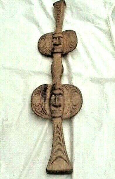 TIKI AFRICAN Dual sided  handcrafted art display piece 31\