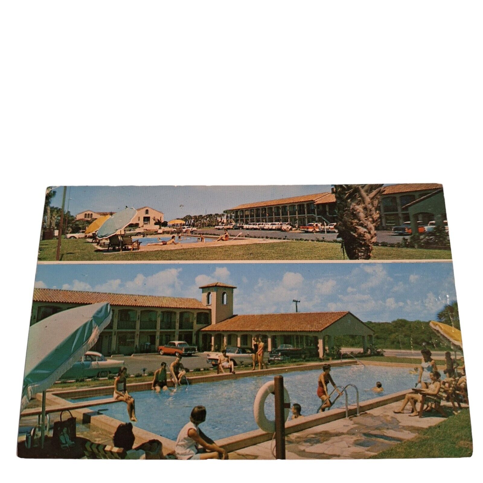 Postcard La Fiesta Court Motel Pool St Augustine Florida Chrome Posted