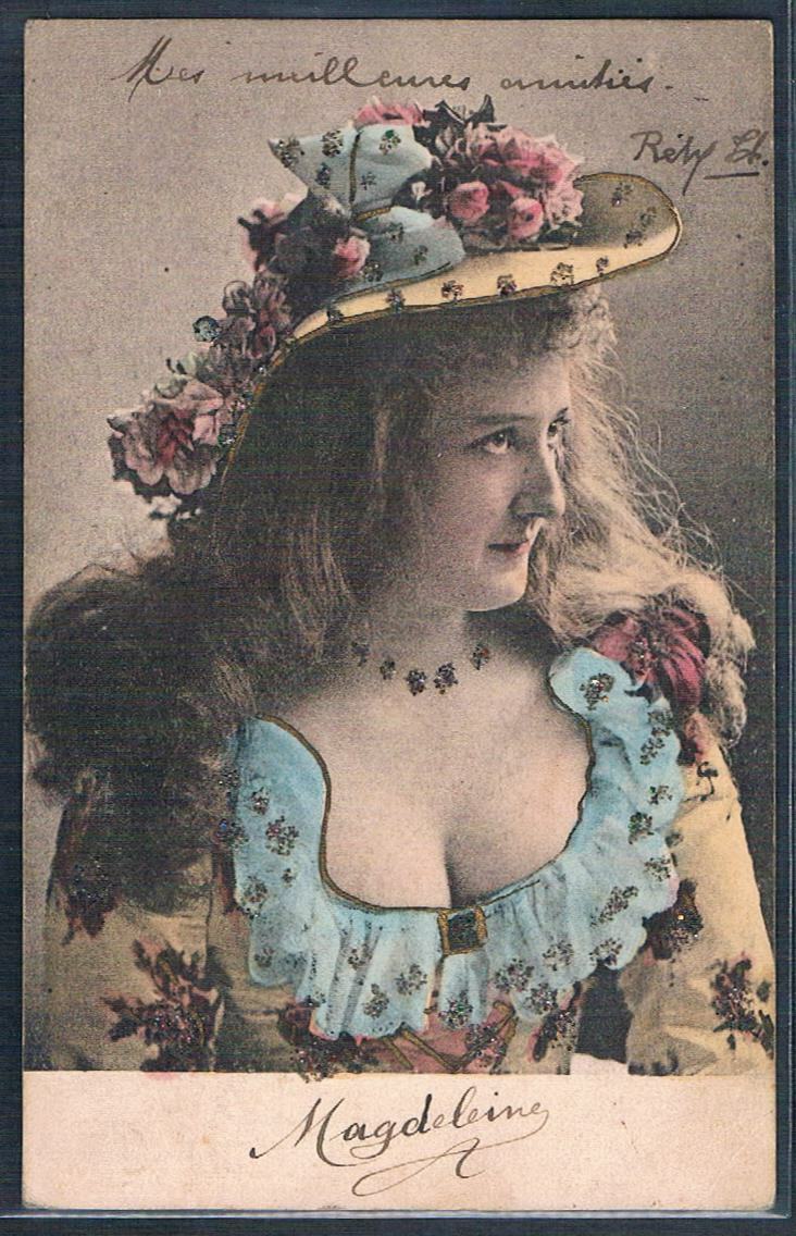 AP059 WOMEN FASHION HAT Flowered Neckline Generous FANTASY ART PHOTO 1905