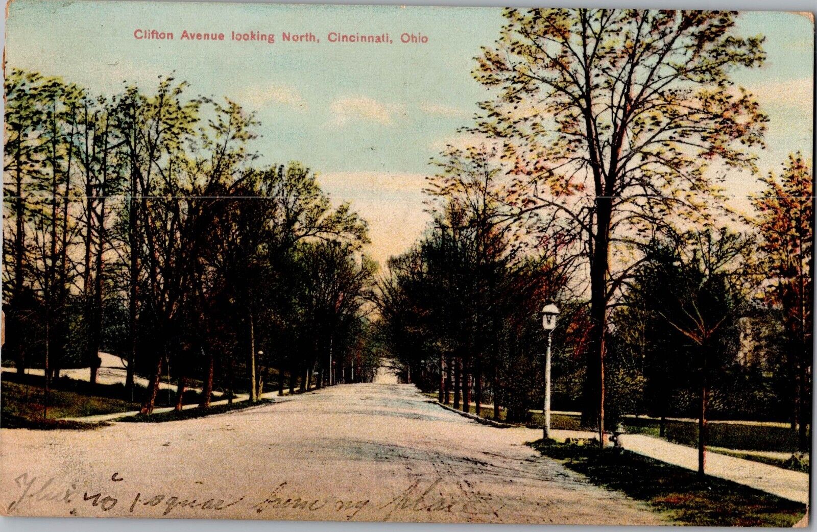 1908 Cincinnati, Ohio Clifton Avenue Antique Postcard to Arbutus, West Virginia