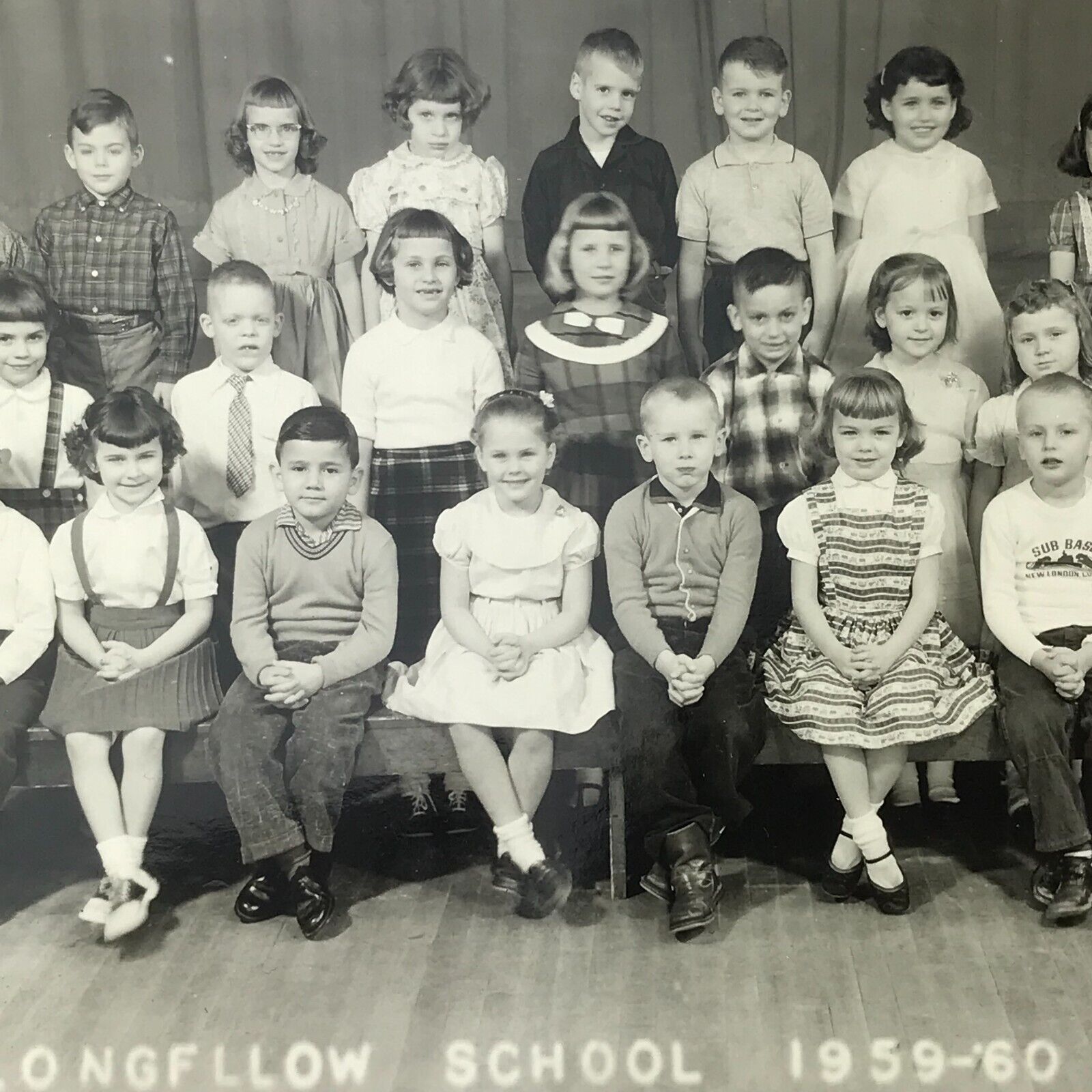 Vintage 1959 Black and White Photo Longfellow Student Class School Elementary
