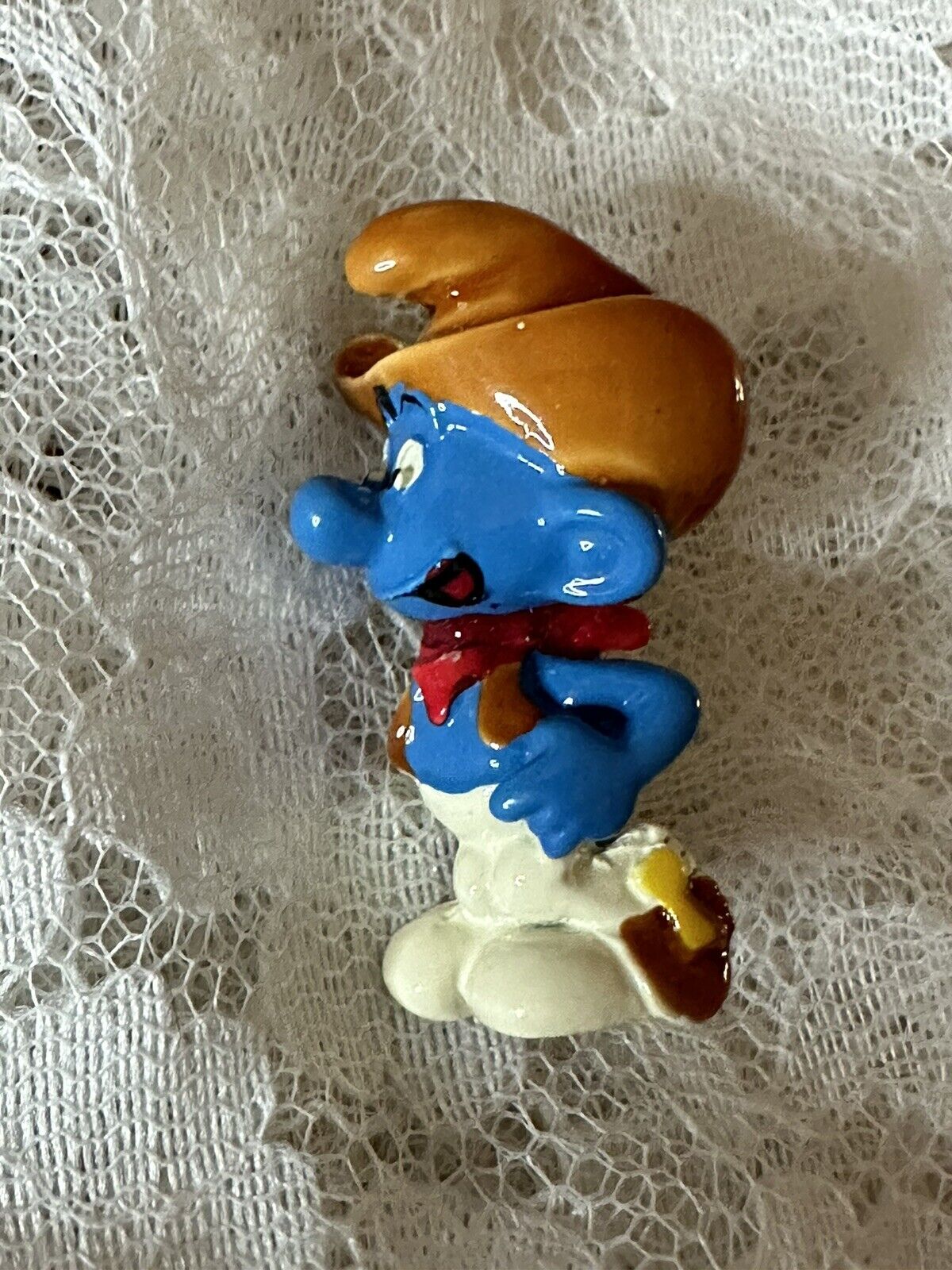 Vintage Sepp Signed Cowboy Smurf Blue Figure Pin Enamel On Metal Cute
