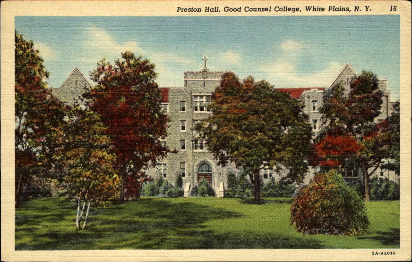 Preston Hall Good Counsel College White Plains New York 1930s vintage postcard