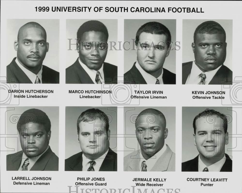 1999 Press Photo University of South Carolina Football Team Punter and Linemen