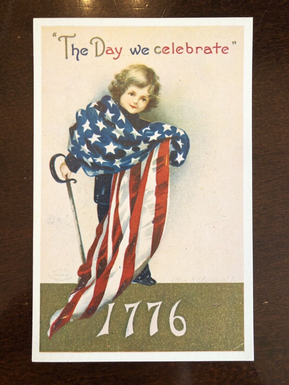 Antique Postcard 4th of July Independence Day Flag