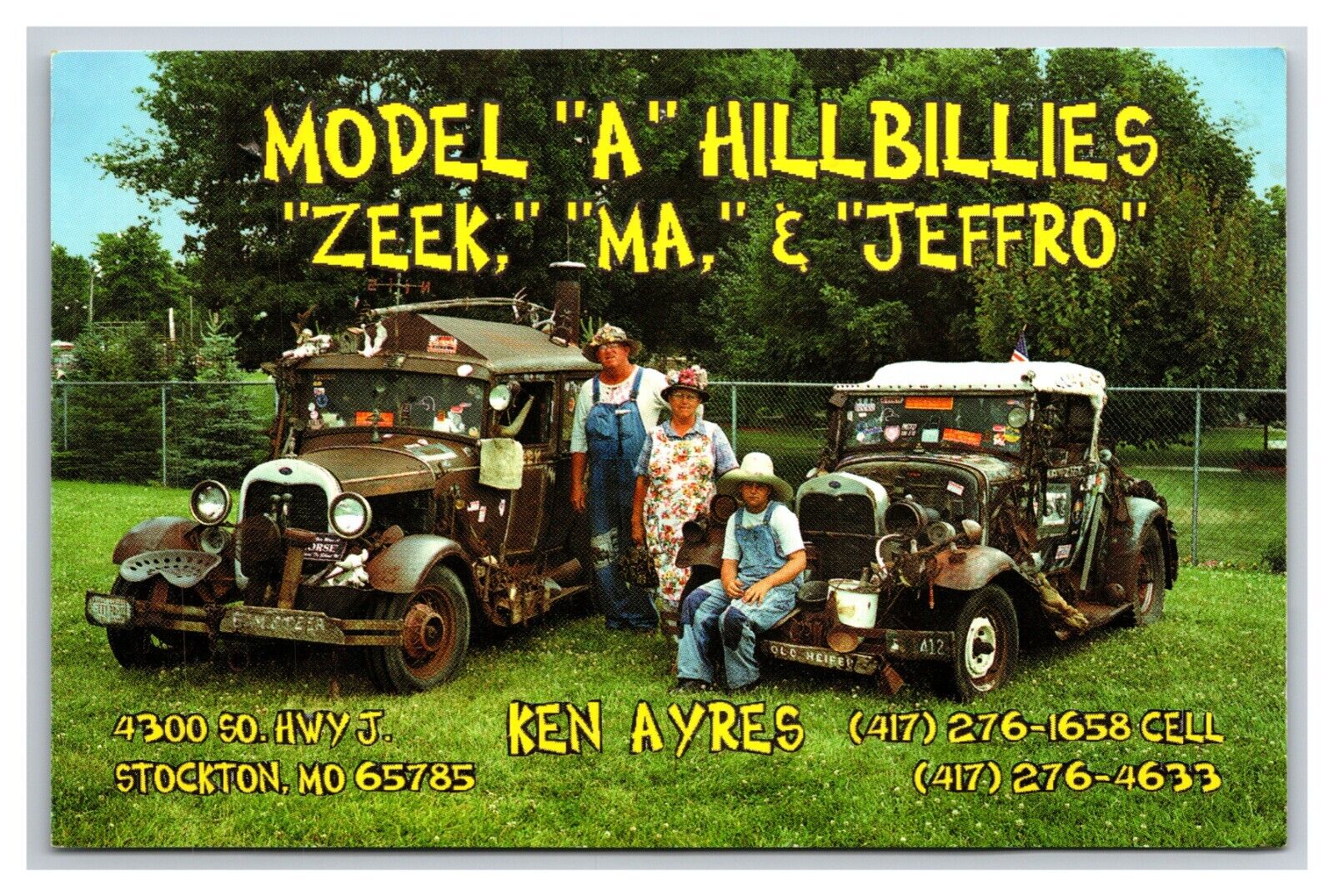 Model A Hillbillies Advertising Stockton Missouri MO UNP Chrome Postcard Z8