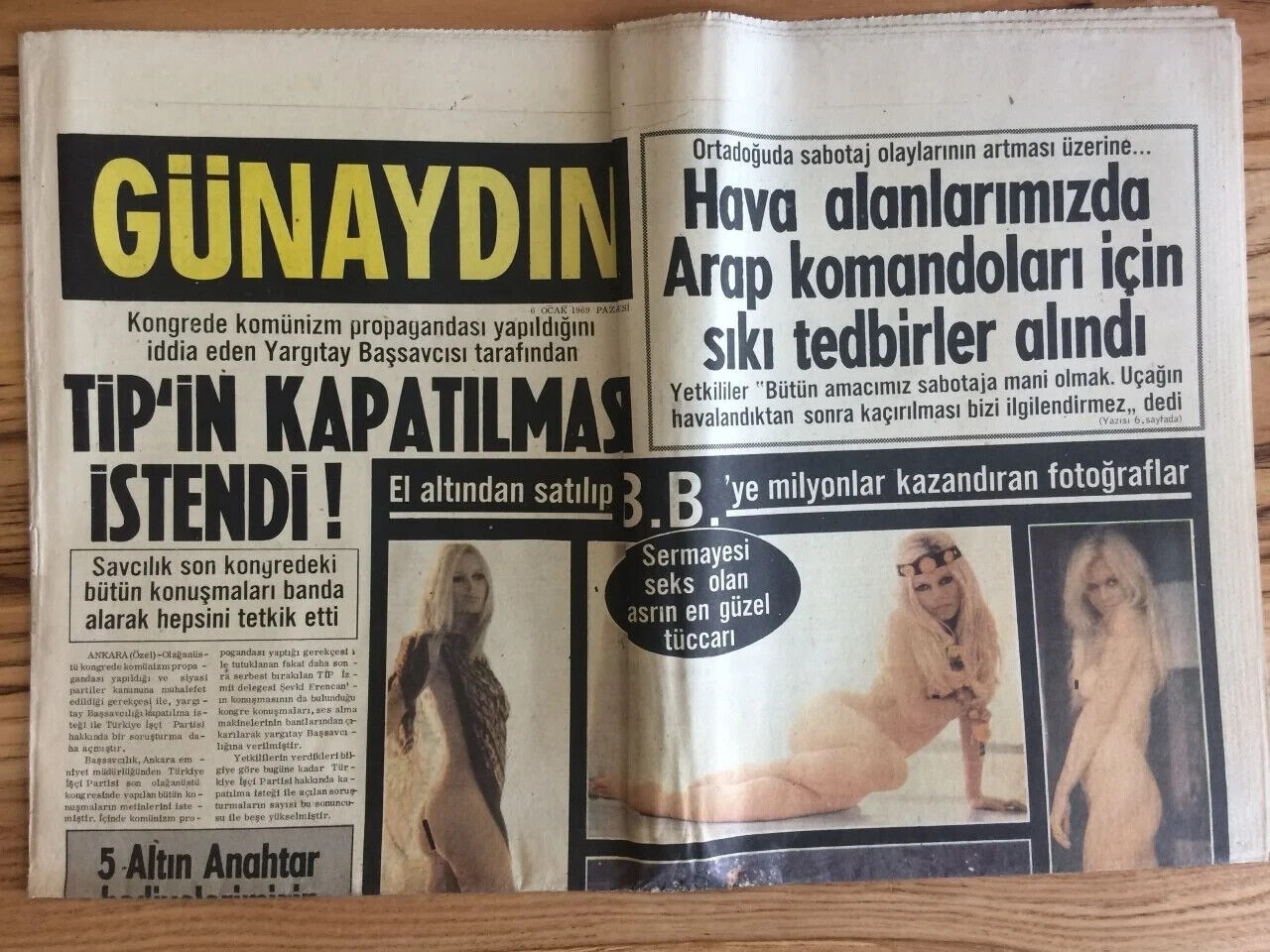 Brigitte Bardot Cover Turkish Newspaper 1969 BRIGITTE BARDOT MAGAZINE