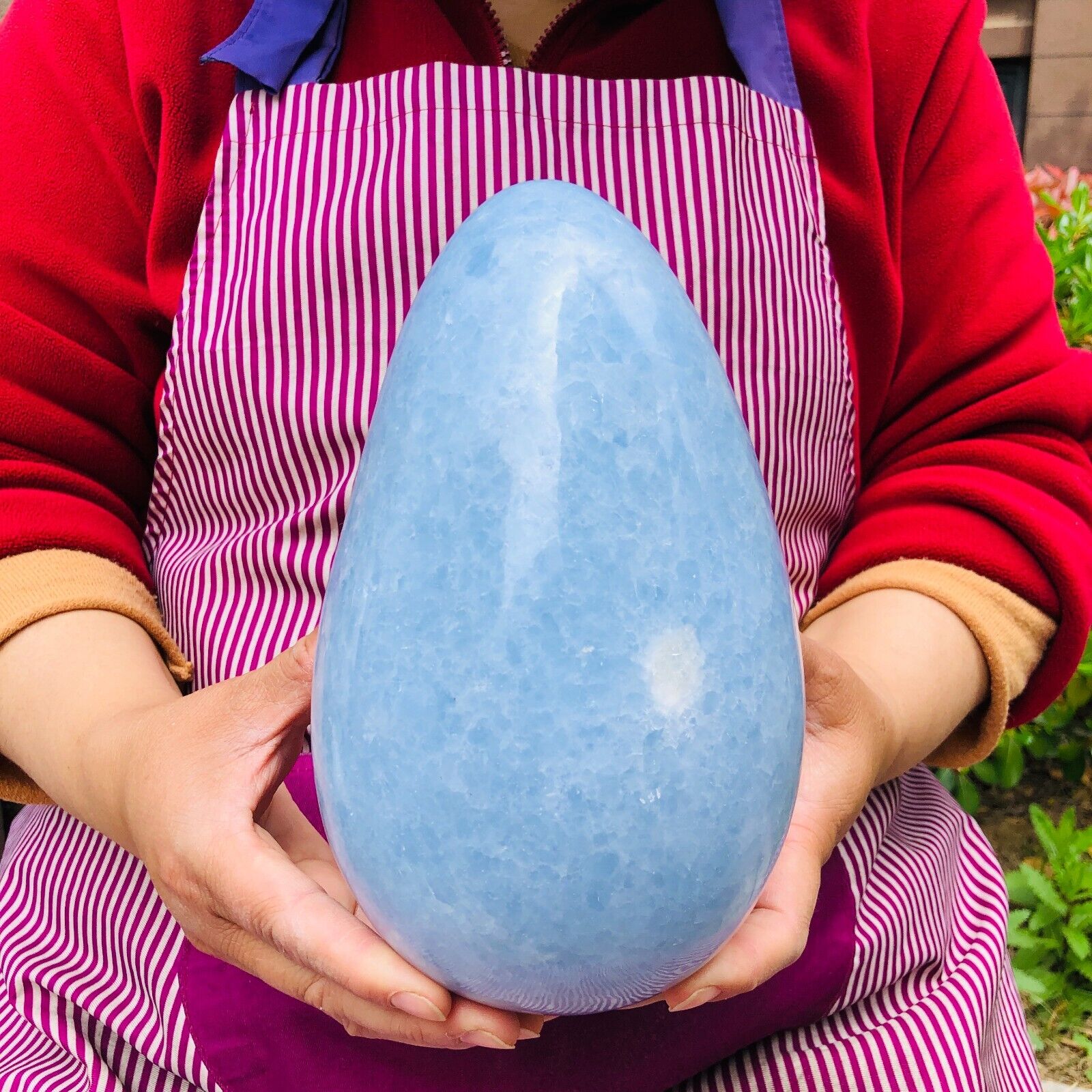 9.28LB Natural Polished Blue Celestite Quartz Crystal Stone Egg Specimen 1208