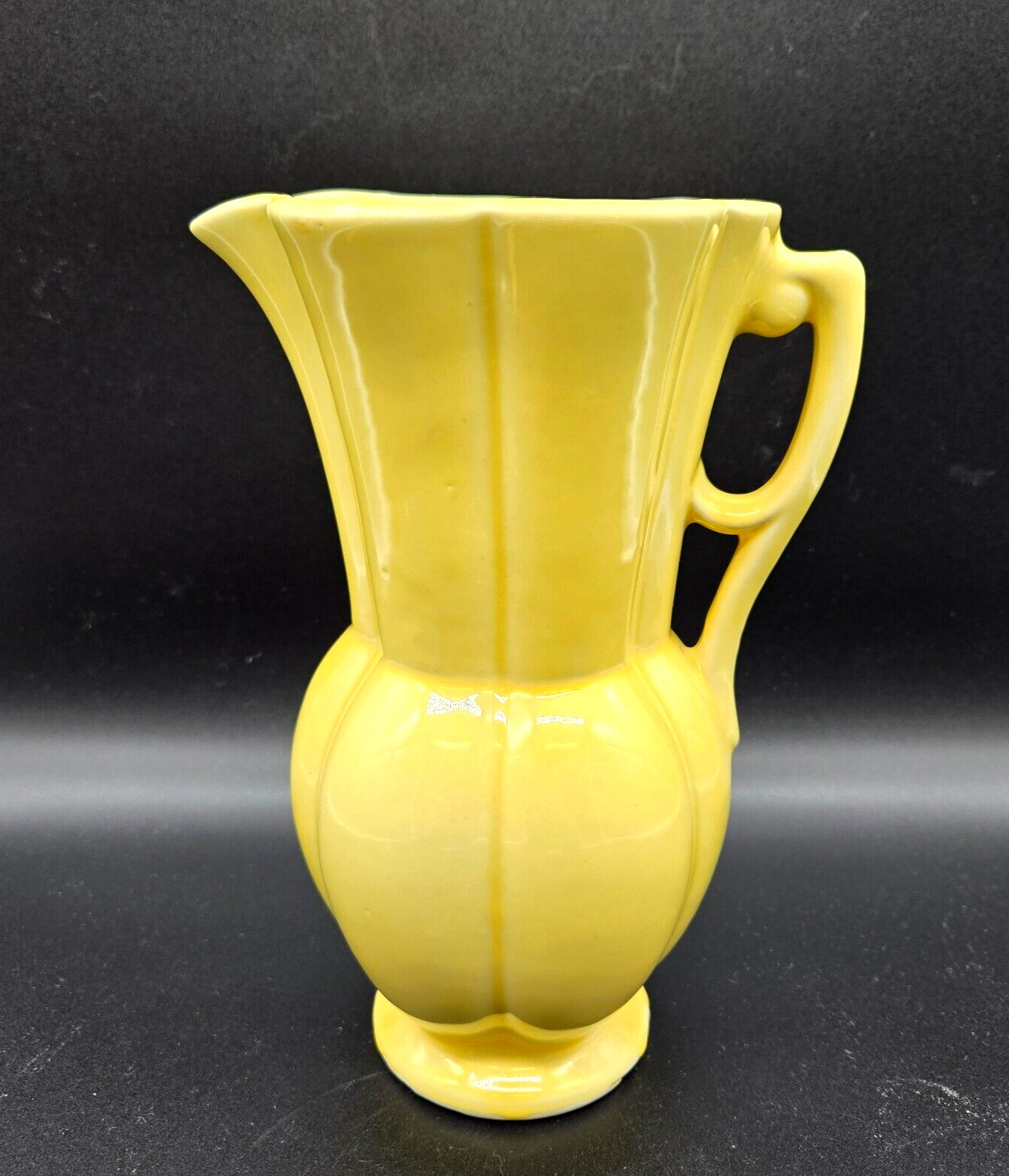 Vintage McCoy Pottery Yellow Handled Pitcher 8.5\