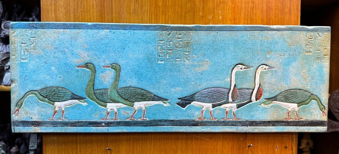 Rare Antique Painting Geese Medium Famous for Egyptian Mona Lisa Hang On Wall BC
