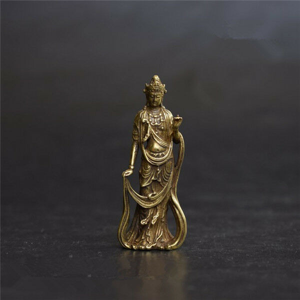 China Pure brass Guanyin bodhisattva Buddha small pendant