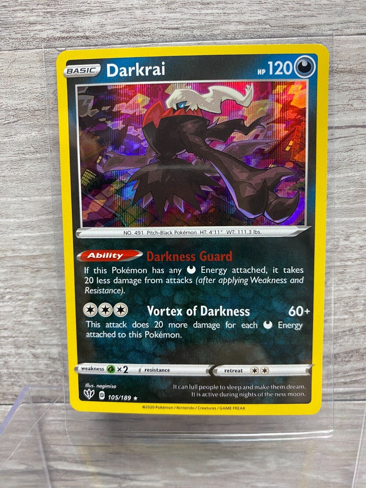 Darkrai 105/189 Darkness Ablaze 2020 Holo Foil Pokemon Card