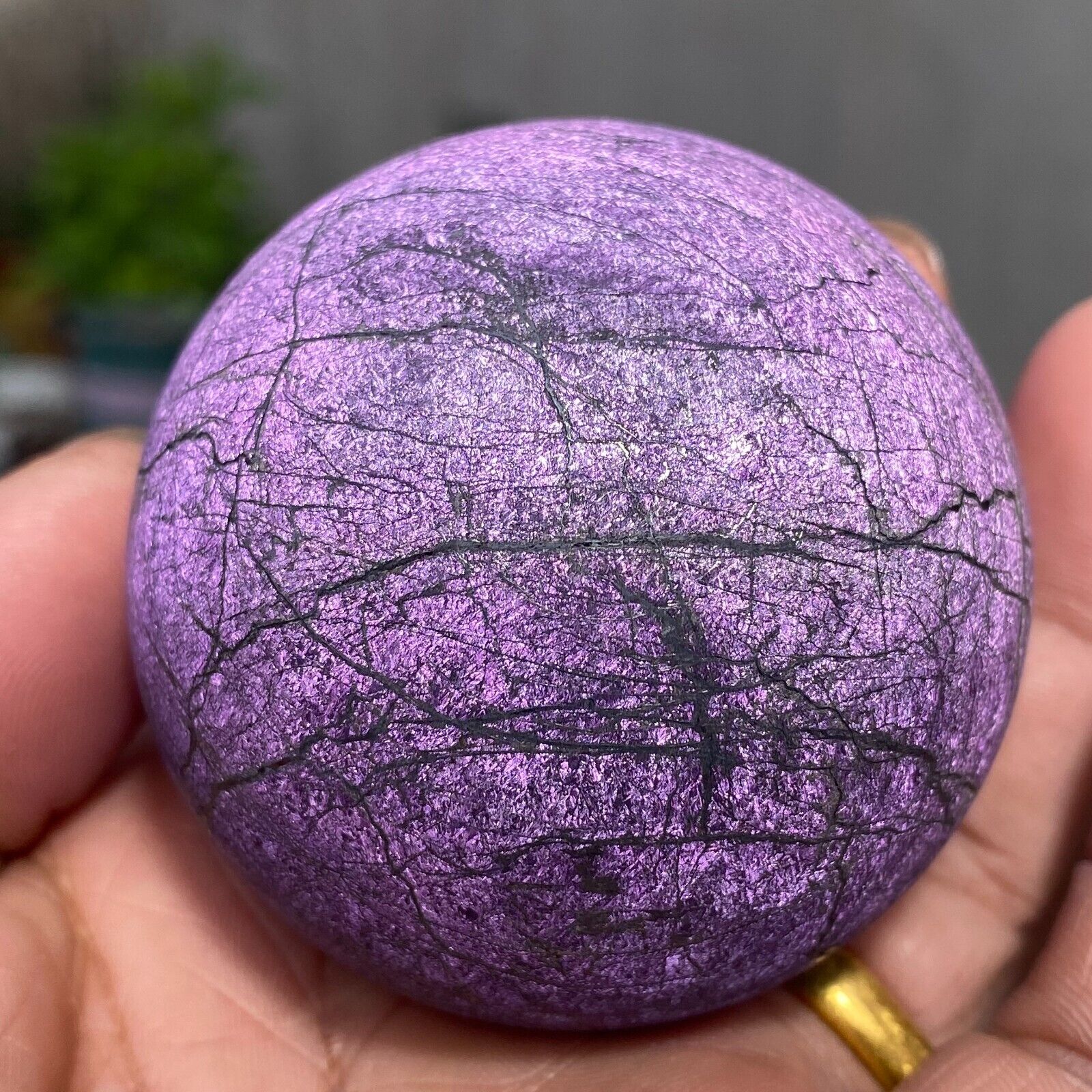 326g Metallic Dark Purple Purpurite Super Flash Sphere Rare Specimen Namibia
