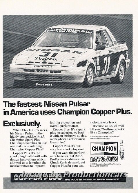 1985 Nissan Pulsar Champion Race Original Advertisement Print Art Car Ad J674