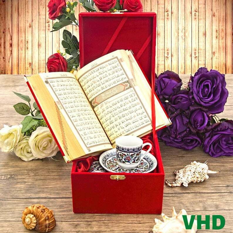Quran, Coffee Cups Islamic Gift Box | Islamic Wedding Gift | Mothers Day Gift 