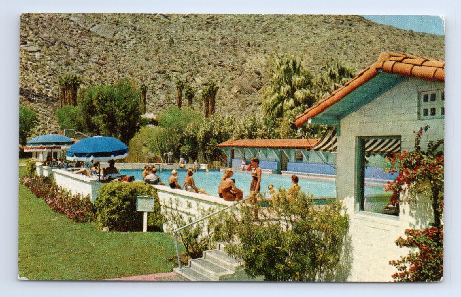 Desert Inn Palm Springs California Outdoor Pool Postcard Bathing Beauties VTG CA