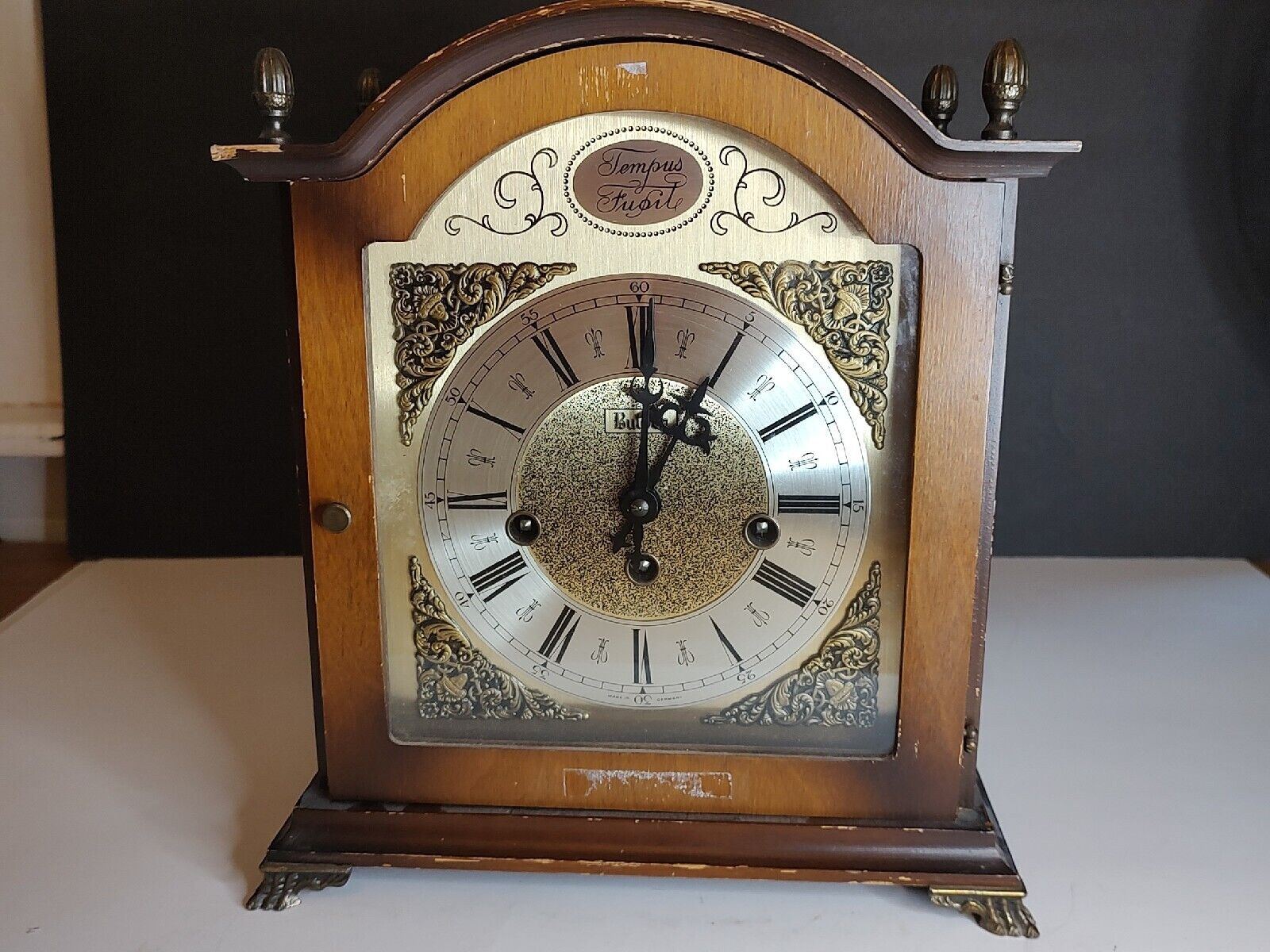 Vintage Tempus Fugit Mantle Clock Germany Partially Working. Video Avail. 