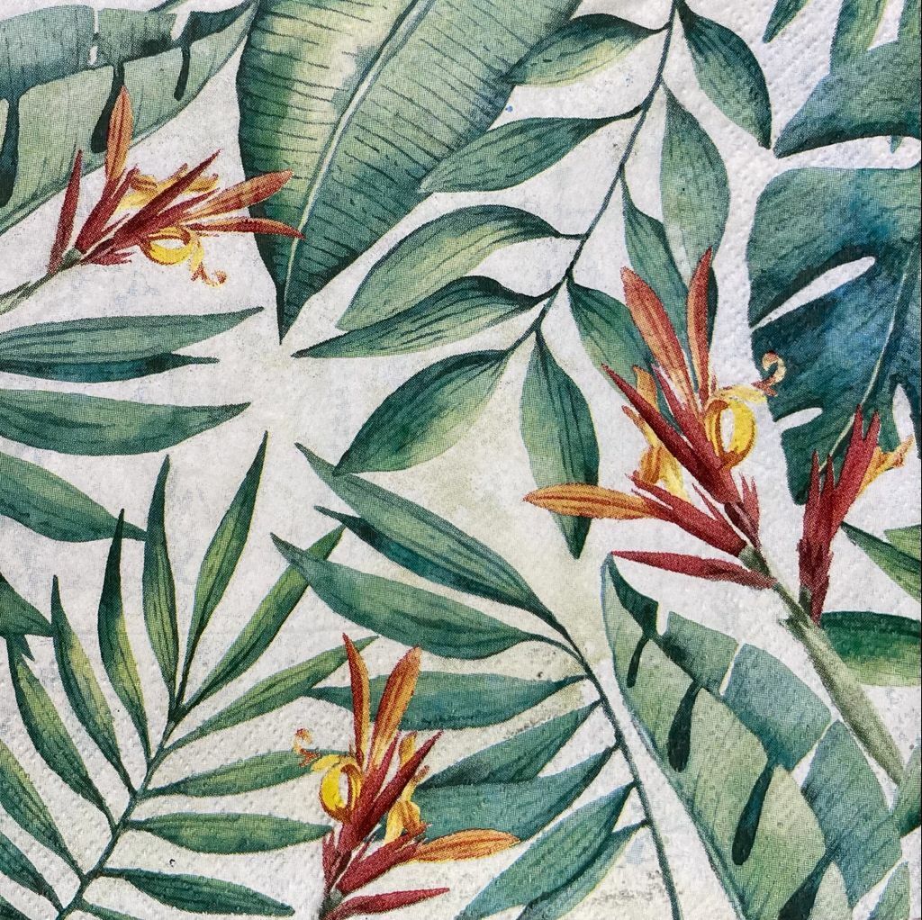 Paper Luncheon Decoupage Napkins 3-Ply TROPICAL GARDEN Leaves Pack of 20