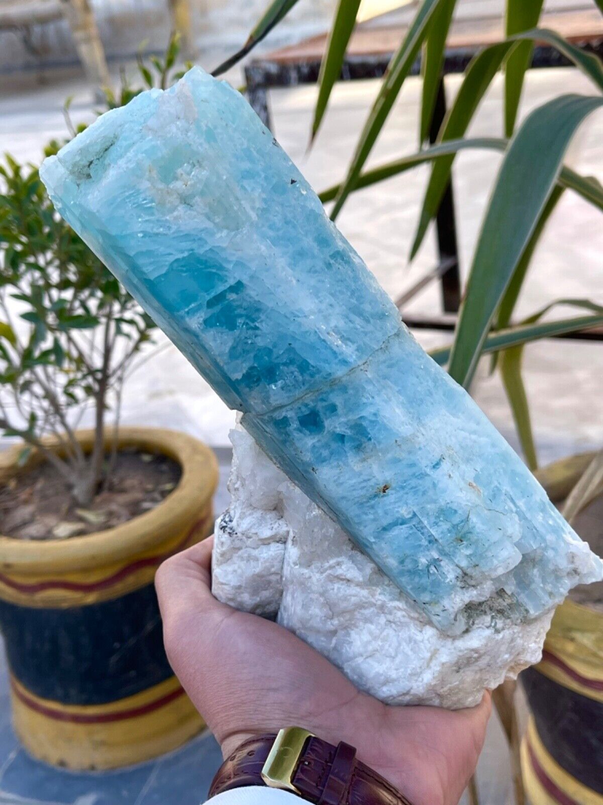 1670 Gram REPAIRED Blue BERYL VAR Aquamarine Crystal On Matrix@Mineral Specimens