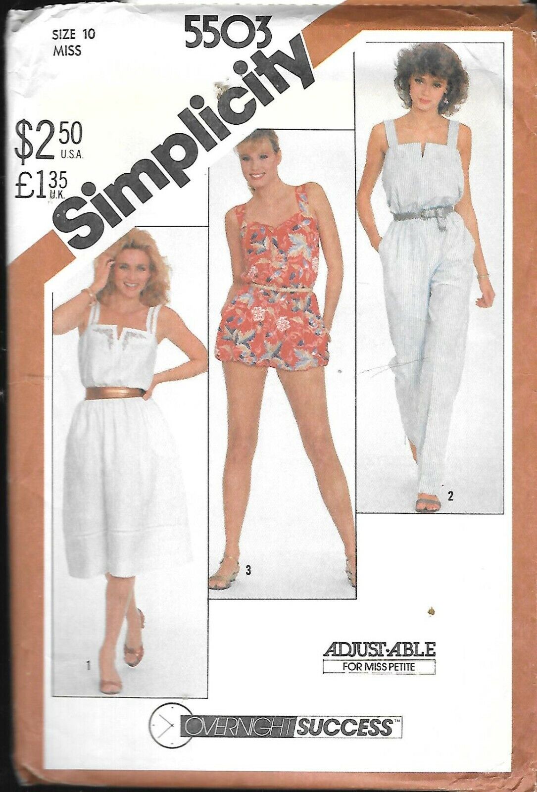 Vintage Simplicity #5503 Misses' Sundress, Romper & Jumpsuit - Size 10 - UC