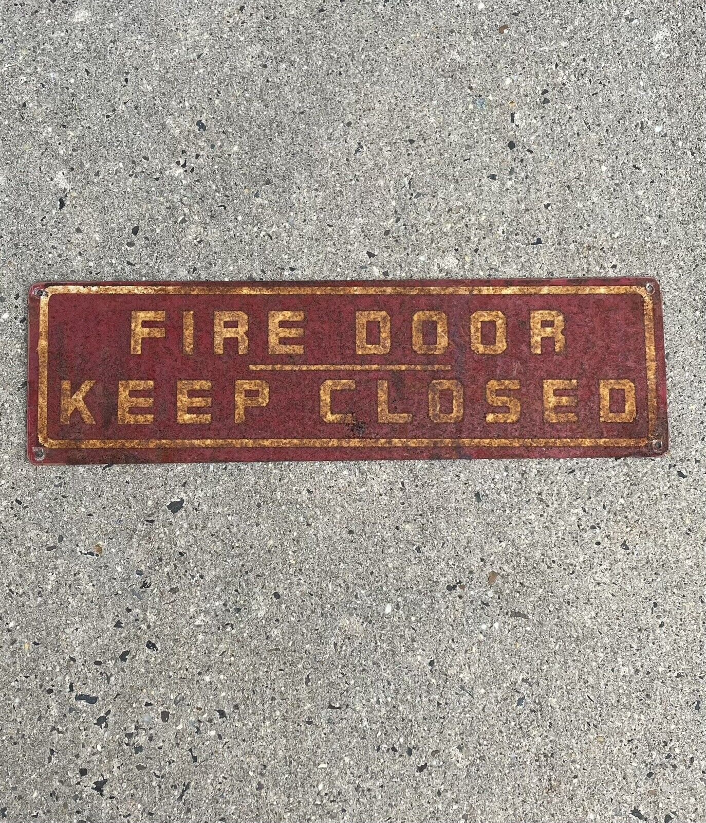 Vintage Fire Door Keep Closed Tin Metal Industrial Factory Sign 
