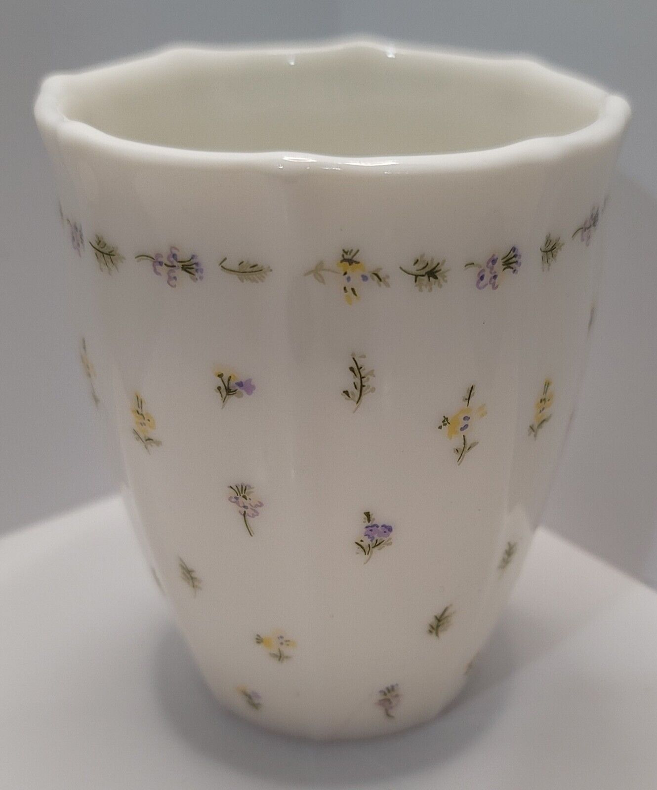 Martha Stewart Vanity Cup White Ceramic Floral Design
